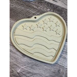 Pampered Chef Patriotic Heart Stoneware Trivet Stars Stripes USA 2005